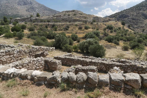 Mycenae Aslanlı Kapı Hazine Mezarları Ile Peloponnese Içinde Sit Alanı — Stok fotoğraf