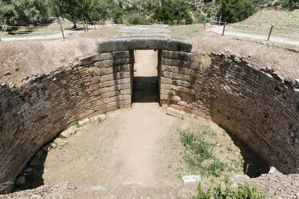 Stanowisko Archeologiczne Mykeny Peloponezie Lion Gate Grobowce Skarbu — Zdjęcie stockowe