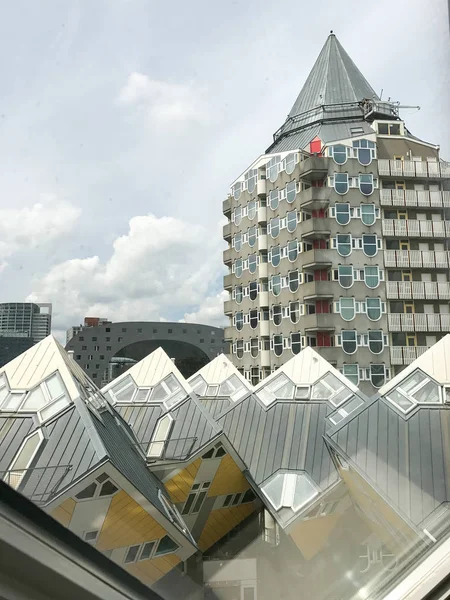 Cube Houses Kubuswoningen Set Innovative Houses Built Rotterdam Designed Architect — Stock Photo, Image