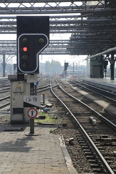 Vías Férreas Trenes Estación Tren Bruselas Sur — Foto de Stock