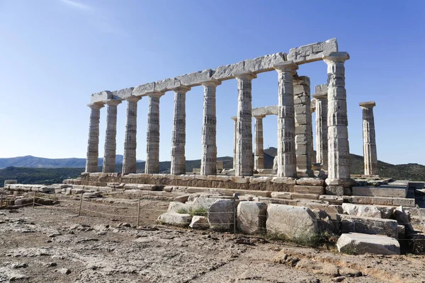 Αρχαίο Ελληνικό Ναό Του Ποσειδώνα Στο Σούνιο Αθήνα Ελλάδα — Φωτογραφία Αρχείου