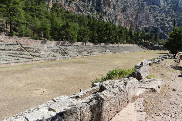 Ruins Delphi Archaeological Site Greece Mount Parnassus Delphi Famous Oracle — Stock Photo, Image