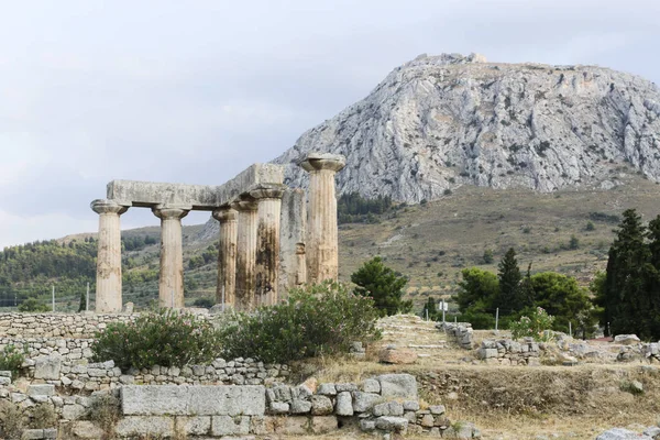 Historische Oude Ruïnes Van Korinthe Acrocorinth Archeologische Sites Griekenland — Stockfoto