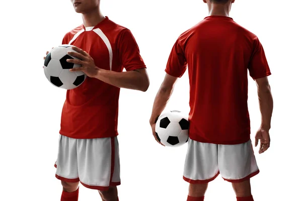 Giocatore Calcio Uniforme Rossa — Foto Stock