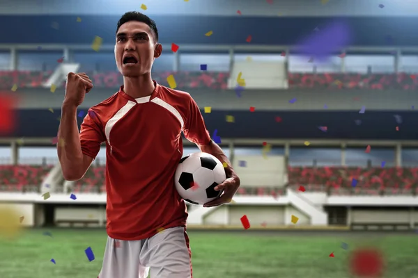 亚洲足球运动员庆祝 — 图库照片