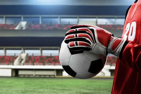 Soccer Goalkeeper Holding Soccer Ball — Stock Photo, Image