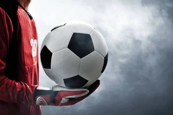 Soccer Goalkeeper Holding Soccer Ball — Stock Photo, Image