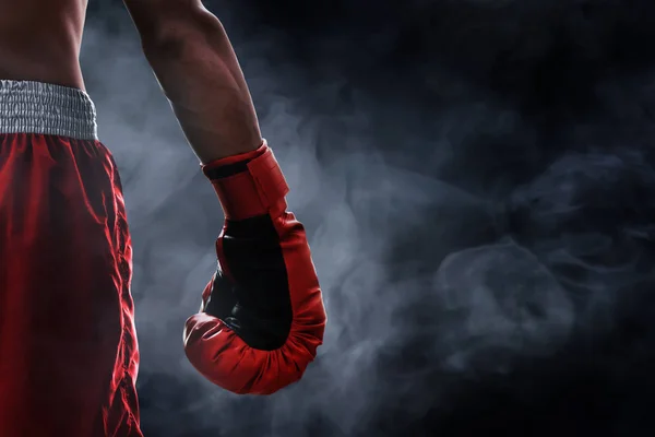 Red Boxing Glove Smoke Background — Stock Photo, Image