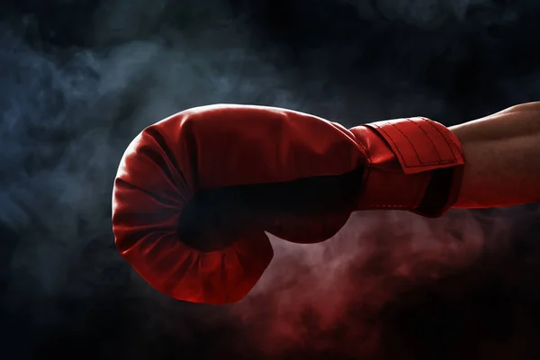 Red Boxing Glove Smoke Background — Stock Photo, Image