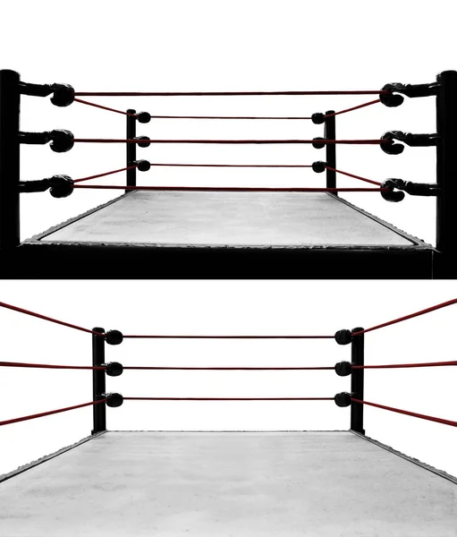 Sada Boxerský Ring Izolovaných Bílém Pozadí — Stock fotografie