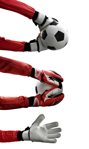 Set Goalkeeper Gloves Isolated White Background — Stock Photo, Image