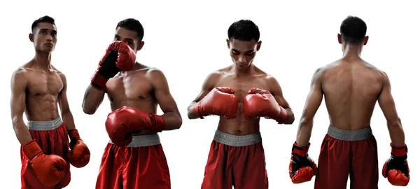 Set Boxeador Aislado Sobre Fondo Blanco — Foto de Stock