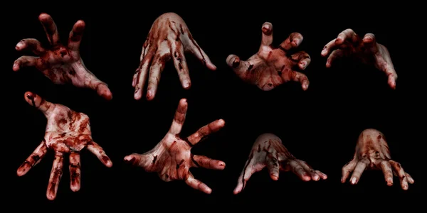 Krwawe Ręce Białym Czarnym Tle — Zdjęcie stockowe