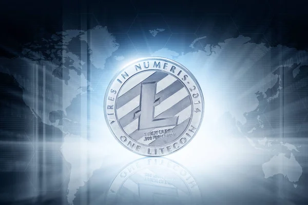 Moneta Litecoin Argento Contanti — Foto Stock