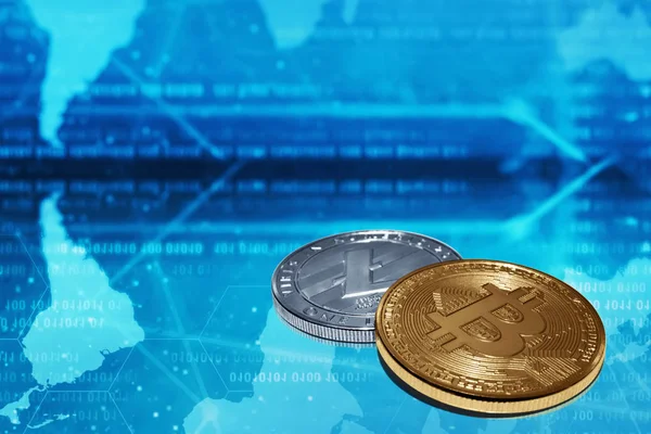Bitcoin Monete Litecoin — Foto Stock