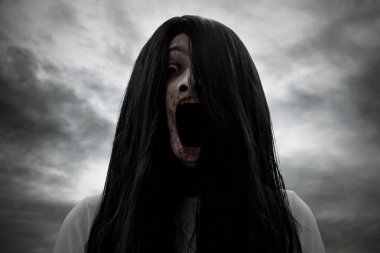Korkunç kanlı hayalet kadın çığlık 