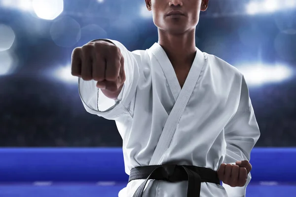 Karate Kampfsportler Der Arena — Stockfoto
