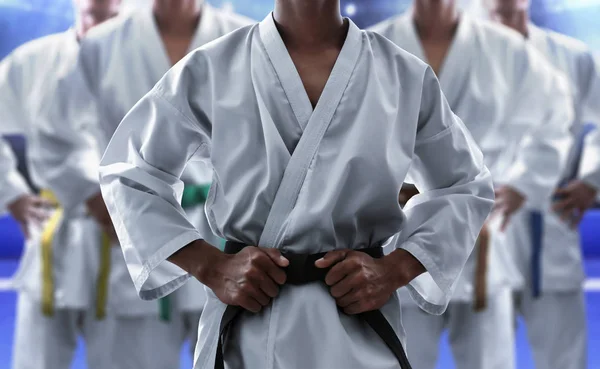 Karate Wojownika Sztuk Walki Arenie — Zdjęcie stockowe