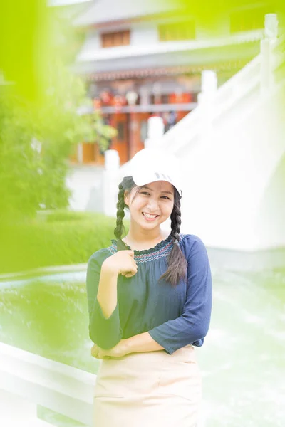 Koppla Holiday Porträtt Asiatisk Tonåring Och Leende Koppla Tid Glad — Stockfoto