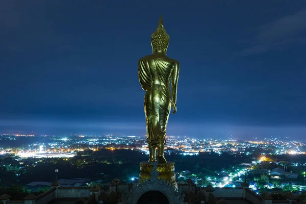 Будда Вершине Живописных Мест Nan Night Время Просто Делает Огни — стоковое фото
