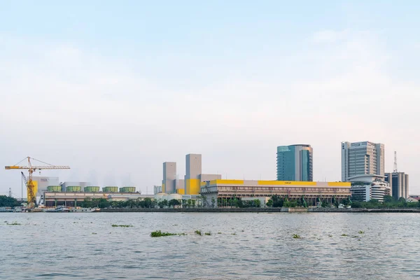 Kraftwerk Bangkok City Kraftwerk Flussnähe Und Der Stadt — Stockfoto