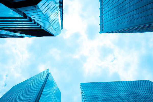 Looking up at the building