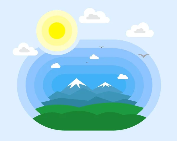 Sunny summer mountain view landscape — Stock Vector