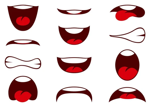 Vector illustrations of cartoon mouth expressions — Stock Vector