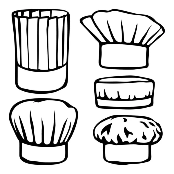 Ensemble de chapeau de chef cuisinier ou boulanger professionnel — Image vectorielle