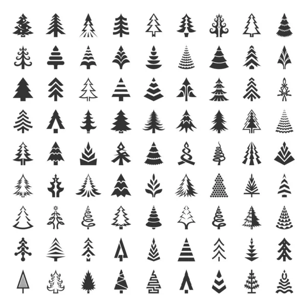 Набор икон елки для Рождества и Нового года — стоковый вектор