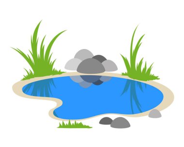 Açık havada doğal gölet karikatürü.