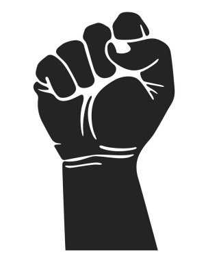 Siyah yükselen el yumruğu. Protesto, özgürlük, güç