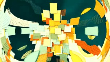 Renkli kareler dans üstünde belgili tanımlık perde