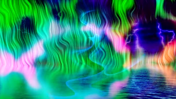 Taniec Wzorców Kolorów Nad Wodą — Wideo stockowe