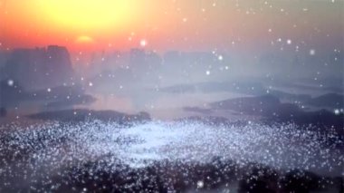 Beyaz kar taneleri dans üstünde belgili tanımlık perde