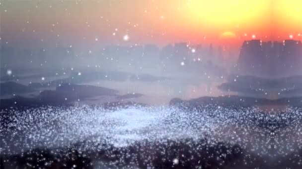 Danza Copos Nieve Blancos Pantalla — Vídeos de Stock