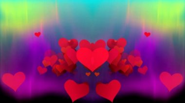 ekranda beyaz kar taneleri ve kalpleri dans