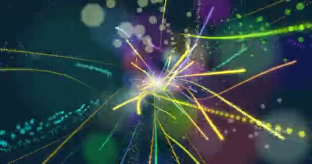 Die Tanzenden Farbigen Lichter Des Feuerwerks Auf Der Leinwand — Stockvideo