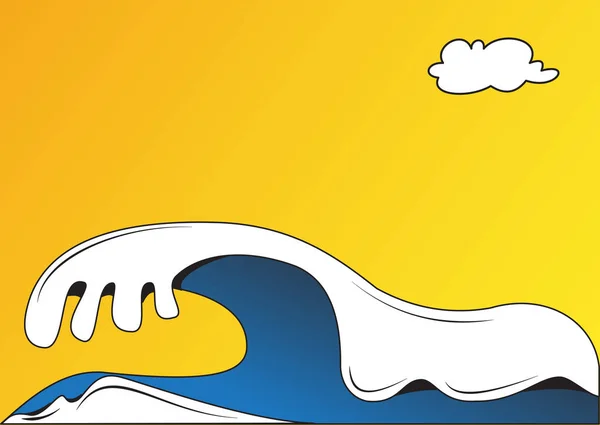 Ilustração Das Ondas Mar Sobre Fundo Amarelo — Vetor de Stock