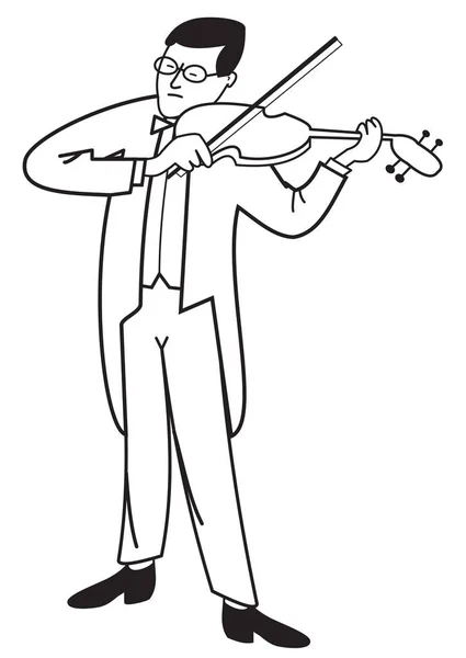 白い背景に分離されたバイオリニストのイラスト輪郭 — ストックベクタ
