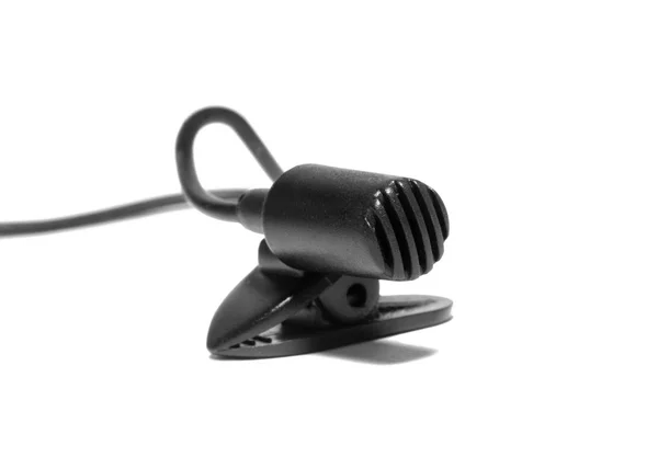 Miniatuur Microfoon Knoopsgat Geïsoleerd Witte Achtergrond — Stockfoto