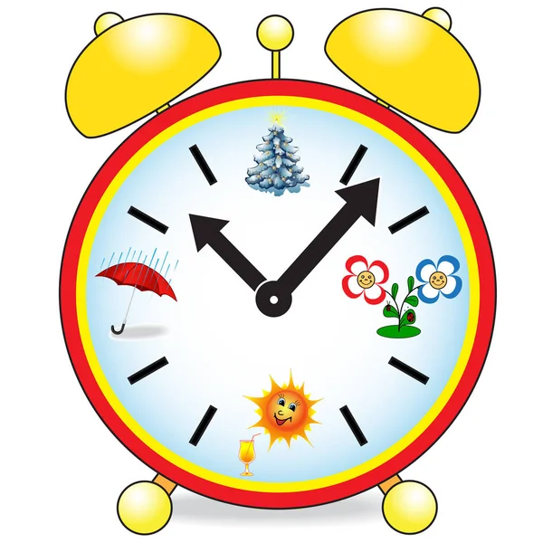 Horloge avec les saisons — Image vectorielle