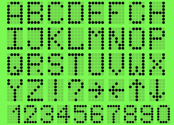 Wielkie litery alfabetu cyfrowy wskaźnik Lcd zielony — Wektor stockowy