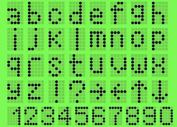 Kleinbuchstaben digitale LCD-Anzeige grün — Stockvektor