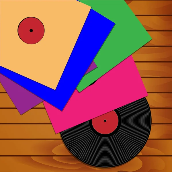 Une collection de disques phonographiques — Image vectorielle