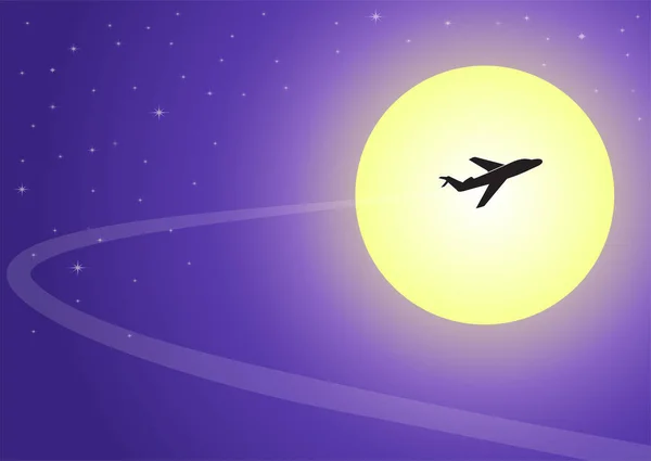 Samolot latający na księżycowej nocy — Wektor stockowy