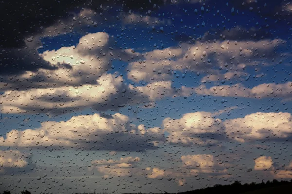 Drops on the window after rain — Stock Photo, Image