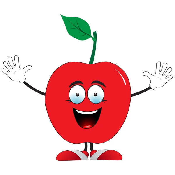 Pomme rouge souriante — Image vectorielle