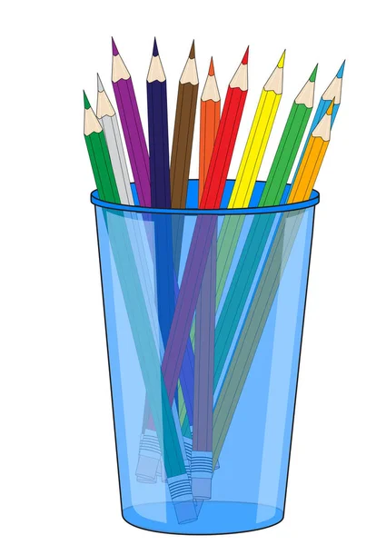 Γυαλί με χρωματιστά μολύβια — Διανυσματικό Αρχείο