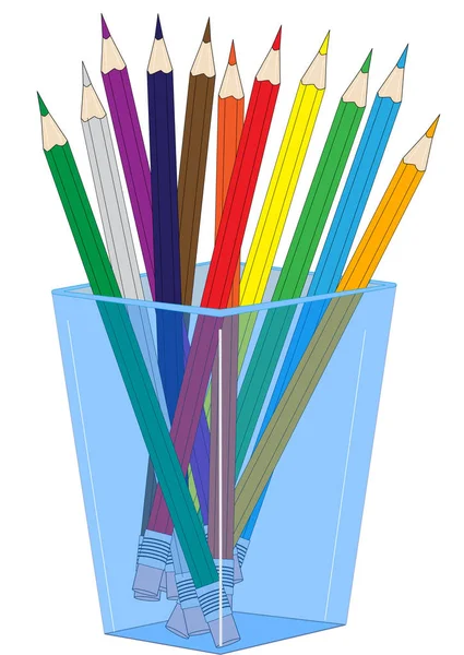 Glas med färgpennor — Stock vektor